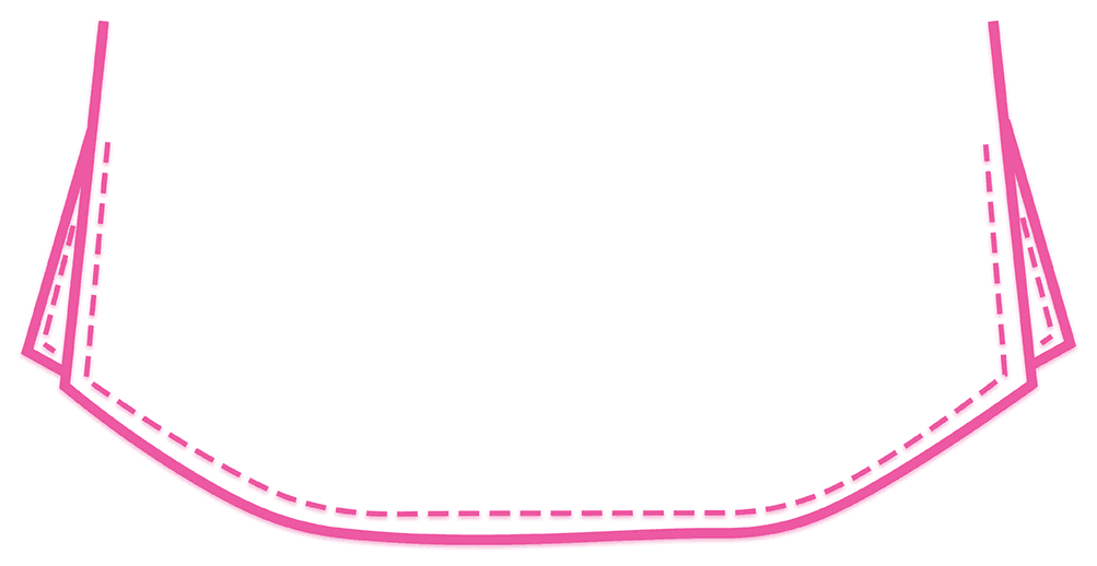 ชายโค้งลึก hem, shown as a line diagram