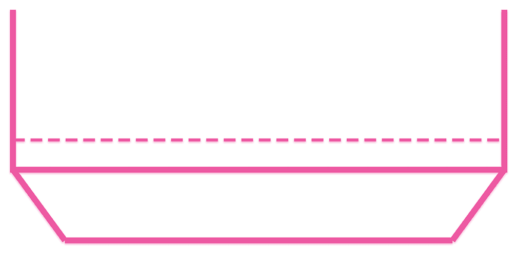 หน้าสั้นหลังยาว แบบเฉียง hem, shown as a line diagram