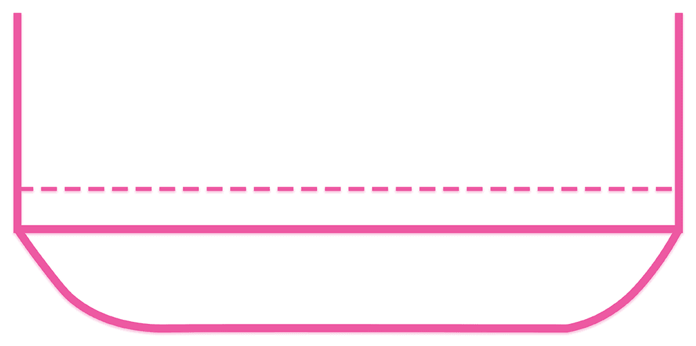 หน้าสั้นหลังยาว แบบโค้งเล็กน้อย hem, shown as a line diagram