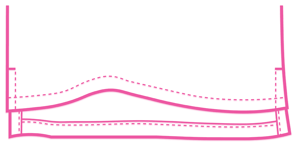 หน้าสั้นหลังยาว แบบตรง hem, shown as a line diagram